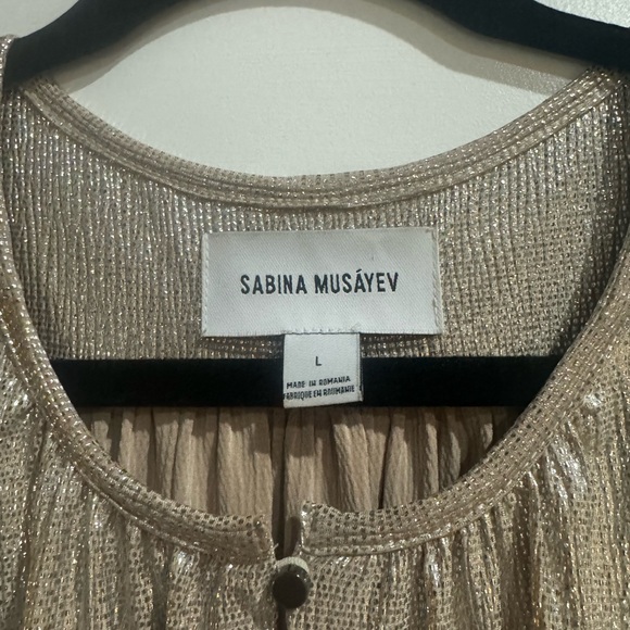 Sabina Musayev Gold Short Sleeve Wrap Dress - Picture 2 of 6